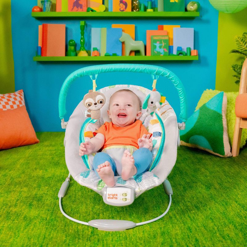 slide 11 of 16, Bright Starts Jungle Vines Comfy Baby Bouncer with Vibrating Infant Seat & Taggies, 1 ct