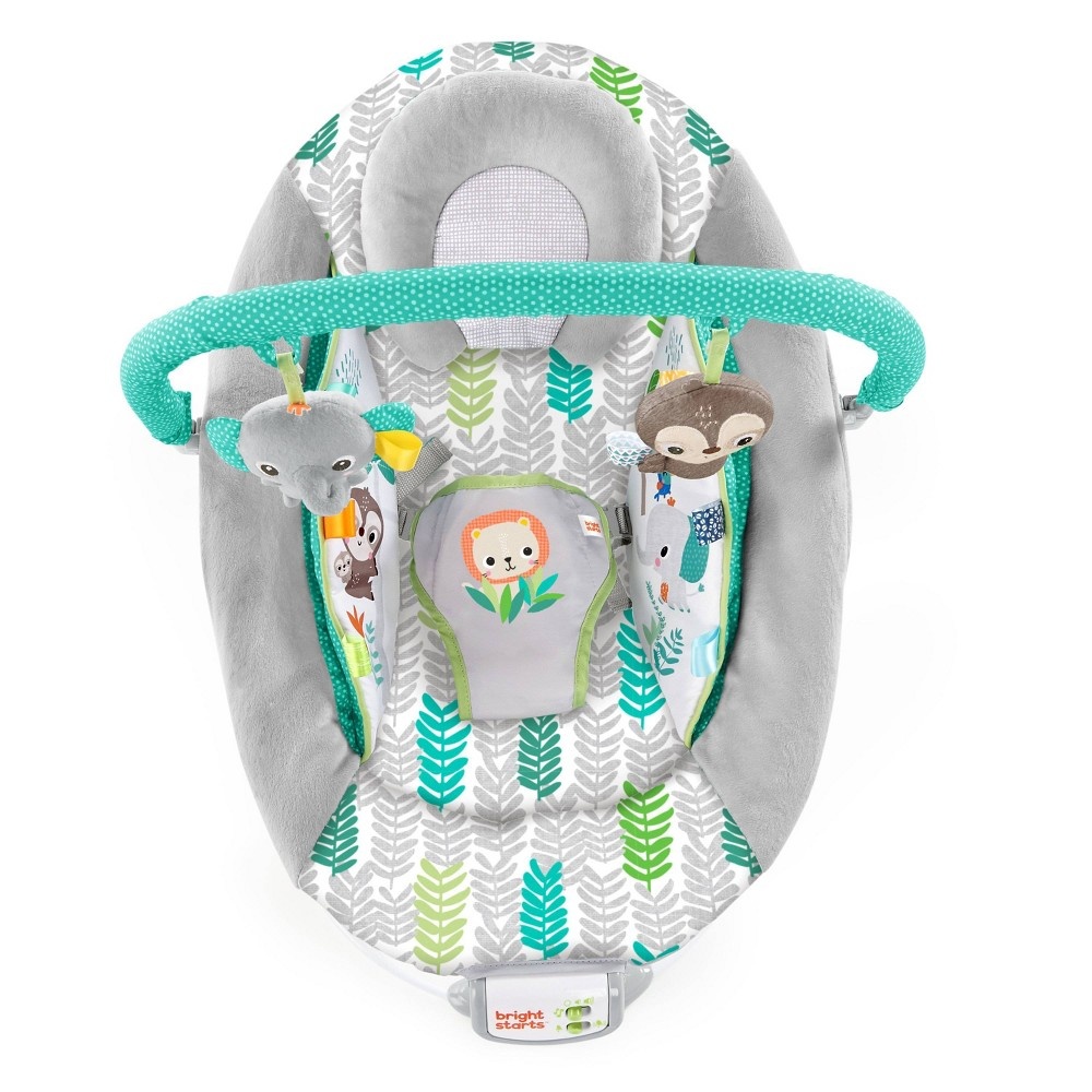 slide 4 of 12, Bright Starts Jungle Vines Comfy Baby Bouncer with Vibrating Infant Seat, Toy Bar & Taggies, 1 ct