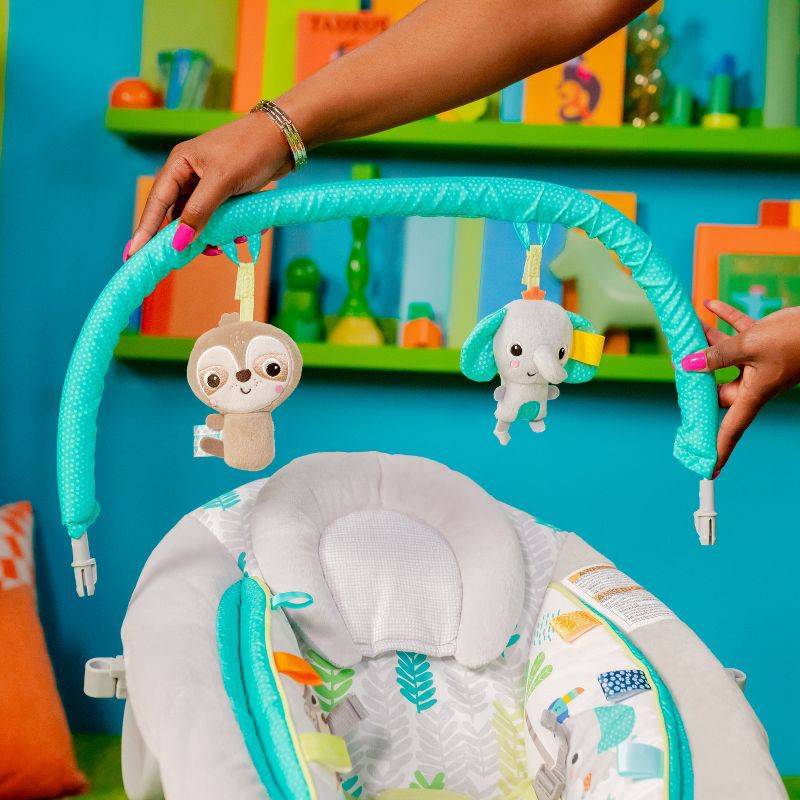 slide 13 of 16, Bright Starts Jungle Vines Comfy Baby Bouncer with Vibrating Infant Seat & Taggies, 1 ct