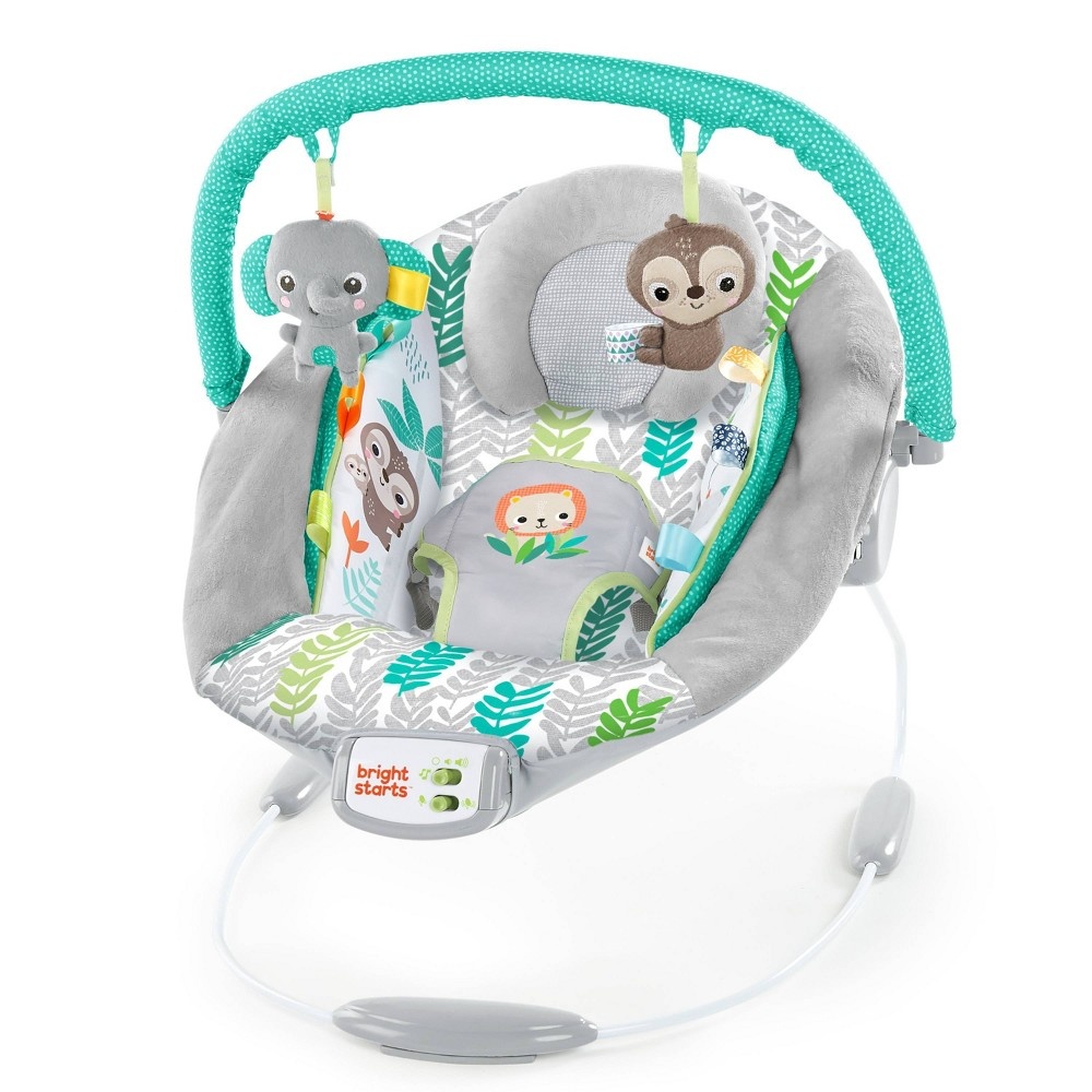 slide 11 of 12, Bright Starts Jungle Vines Comfy Baby Bouncer with Vibrating Infant Seat, Toy Bar & Taggies, 1 ct