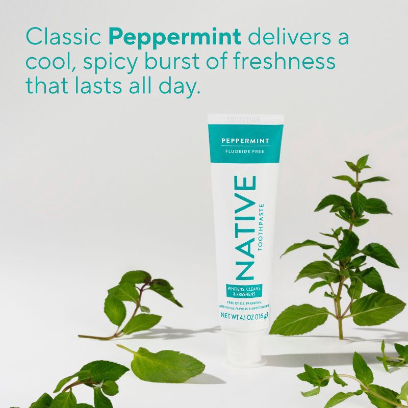 slide 7 of 11, Native Premium Whitening Wild Mint & Peppermint Oil Fluoride Free Toothpaste - 4.1 oz, 4.1 oz