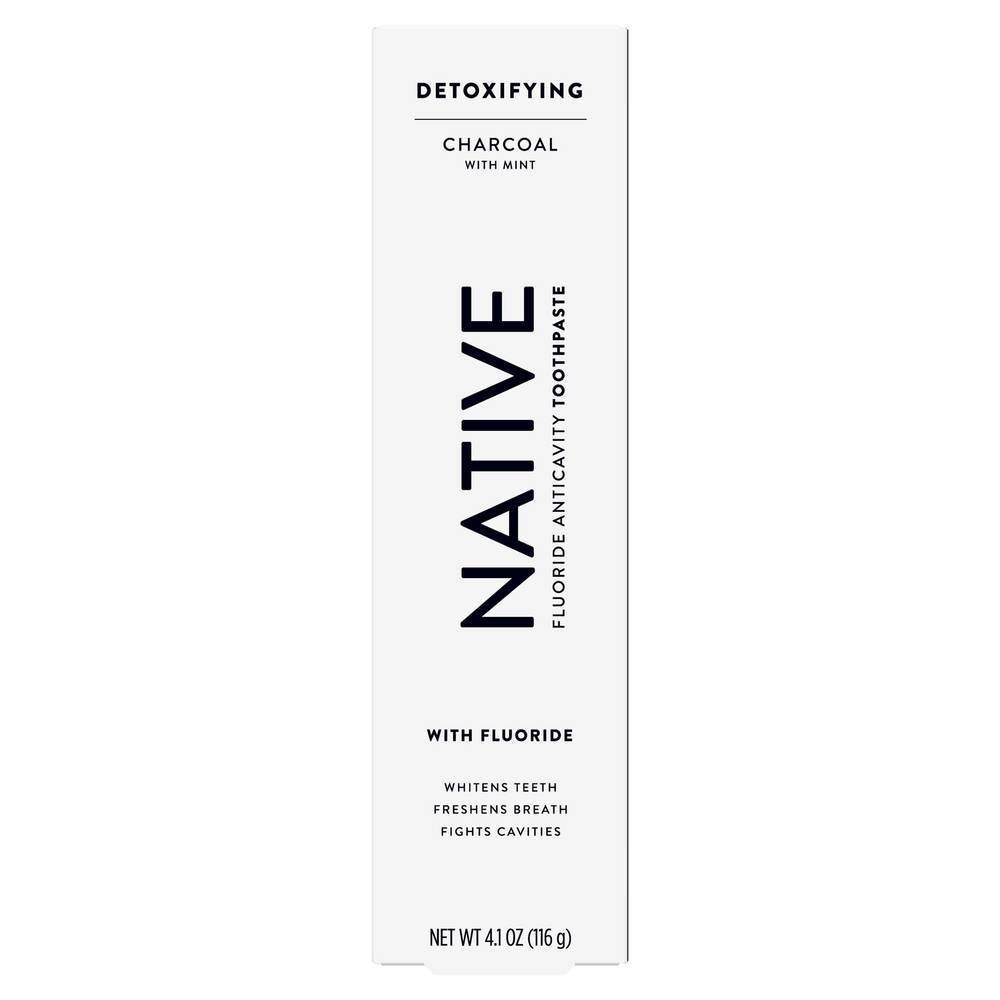 slide 1 of 8, Native Charcoal with Mint Fluoride Natural Toothpaste - 4.1 oz, 4.1 oz