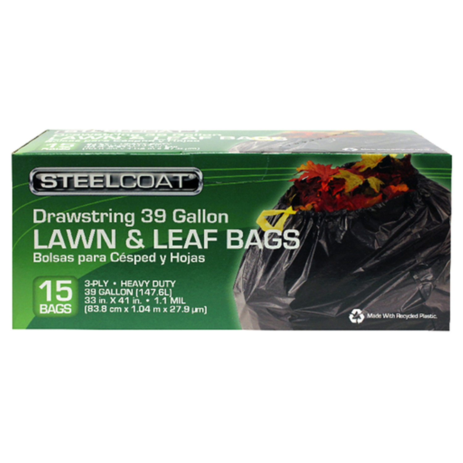 slide 1 of 1, Steelcoat Draw String Lawn & Leaf Bags., 15 ct