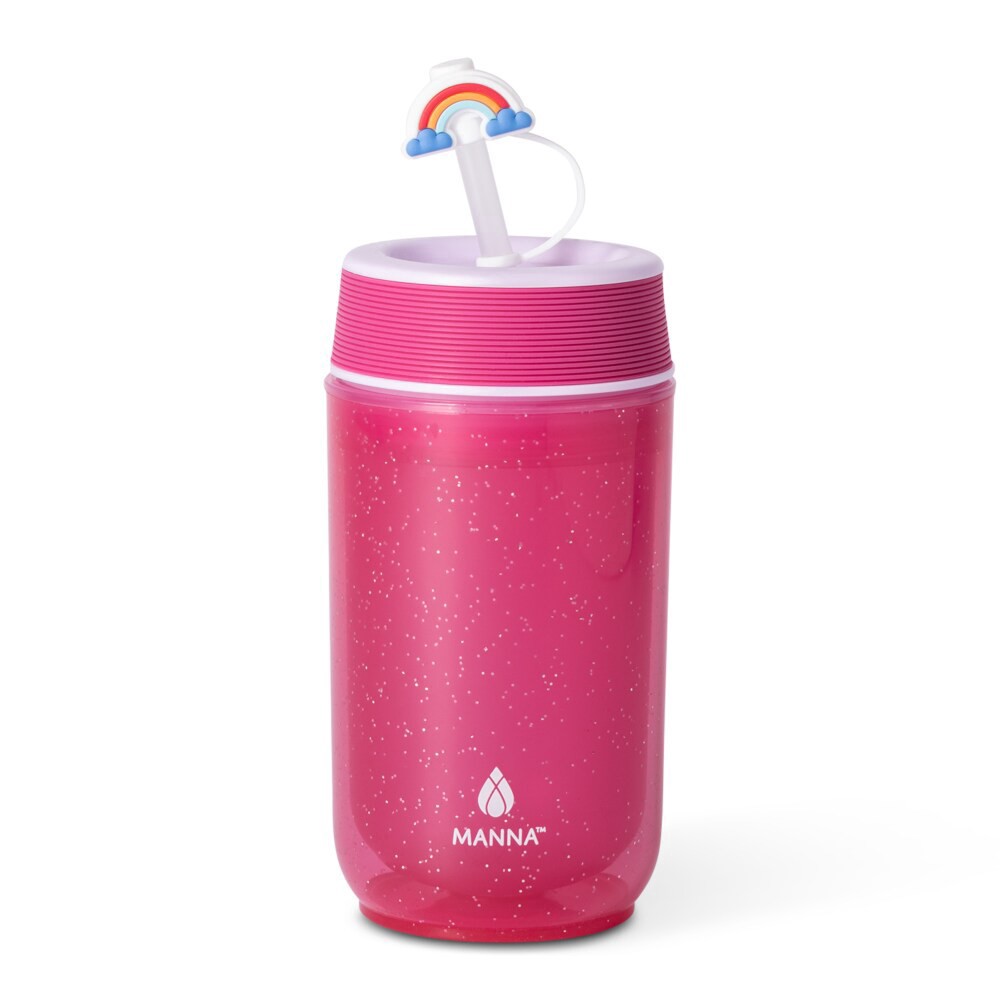 slide 3 of 3, Manna™ Navigator Bottle Plastic with Rainbow Straw Topper, 12 oz