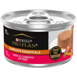 Purina Pro Plan Grain Free Wet Cat Food Pate, COMPLETE ESSENTIALS Beef & Carrots Entree Classic