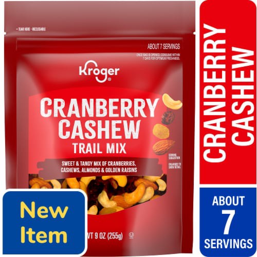 slide 1 of 1, CRANBERRY CASHEW TRAIL MIX - KROGER - 9 OZ, 9 OZ