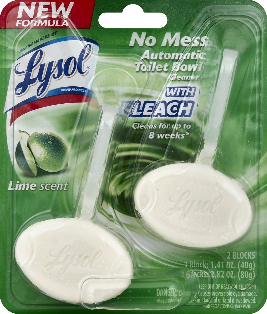 slide 2 of 2, Lysol No Mess Lime Scent Automatic Toilet Bowl Cleaner with Bleach, 2 ct; 1.41 fl oz