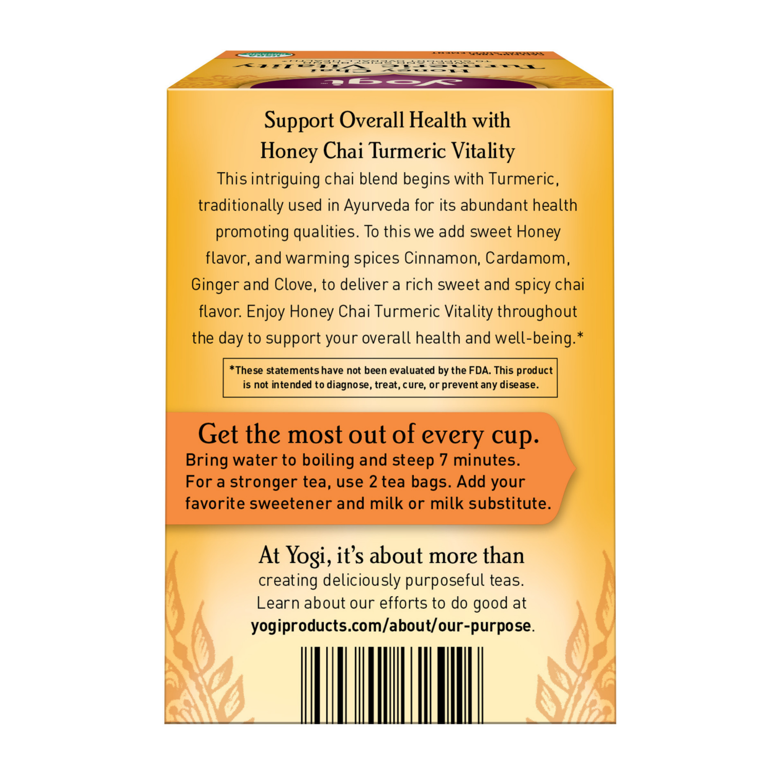 slide 3 of 5, Yogi Turmeric Vitality Honey Chai Herbal Tea 16 Tea Bags, 16 ct