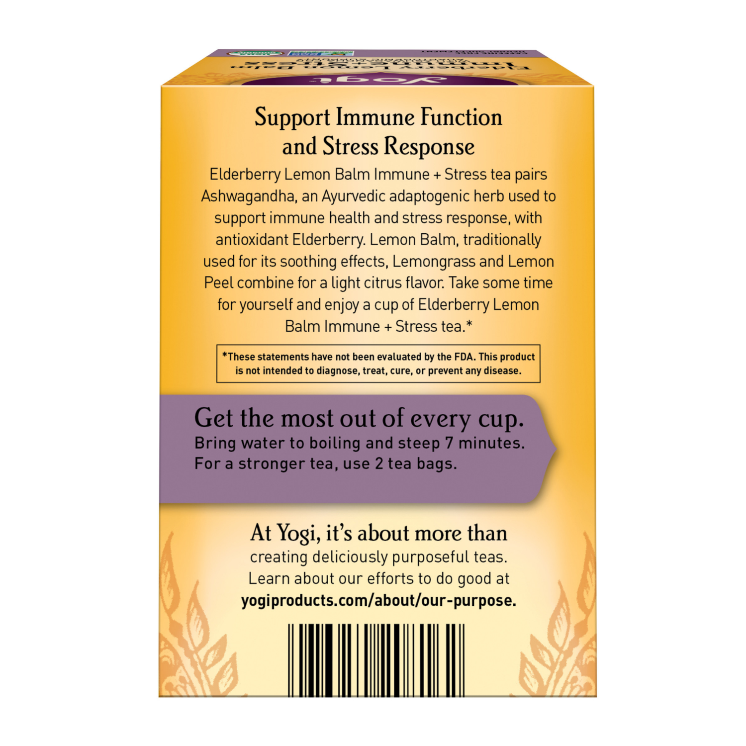 slide 5 of 5, Yogi Immune + Stress Elderberry Lemon Balm Herbal Tea 16 Tea Bags, 16 ct
