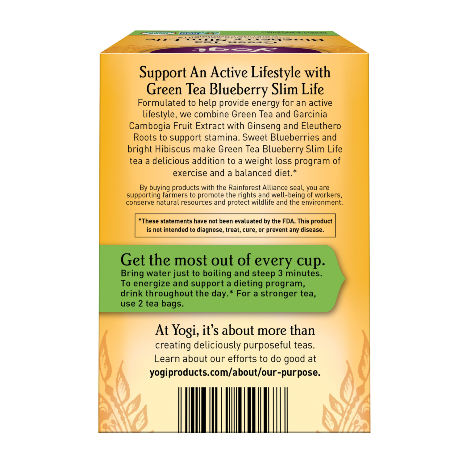 slide 5 of 5, Yogi Tea Green Tea Blueberry Slim Life, Organic Green Tea Bags, 16 Count, 16 ct