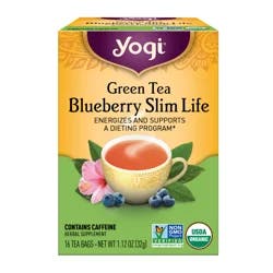 Yogi Tea Green Tea Blueberry Slim Life, Organic Green Tea Bags, 16 Count