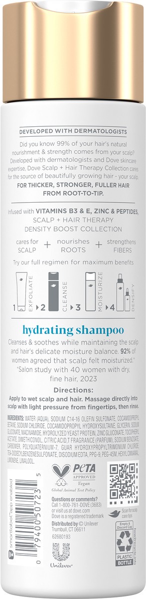 slide 3 of 12, Dove Density Boost Hydrating Shampoo Scalp + Hair Therapy 9.25 Oz, 9.25 fl oz