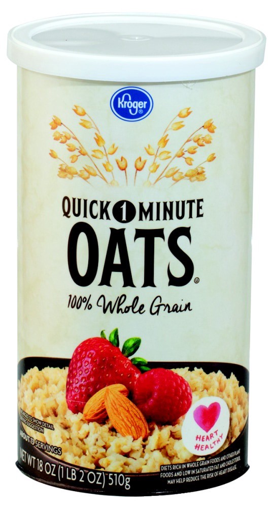 slide 1 of 4, Kroger Quick 1-Minute 100% Whole Grain Oats, 18 oz