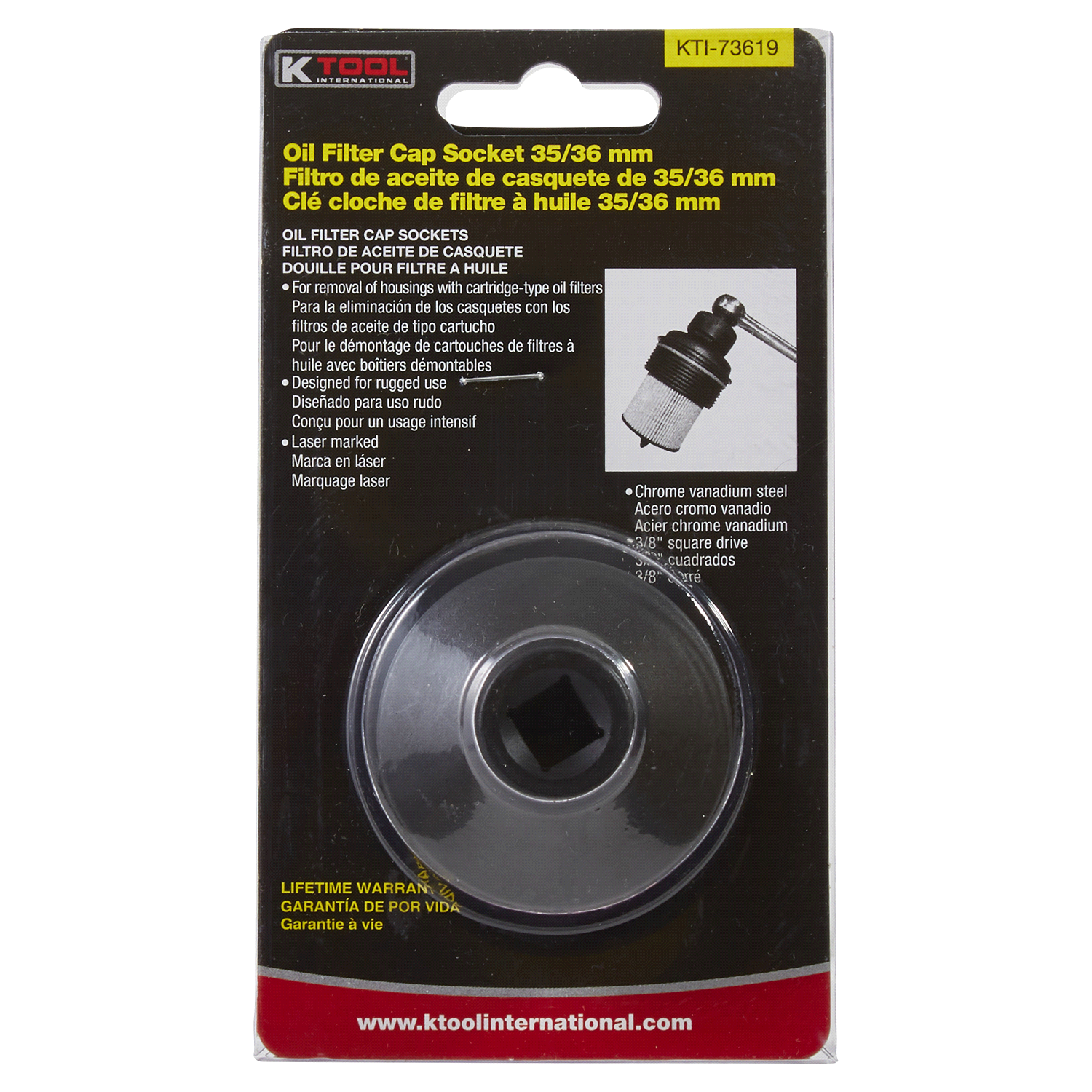 slide 1 of 2, KTOOL K-Tool Oil Filter Cap Socket For Ford Applications, 35/36 mm, 1 ct