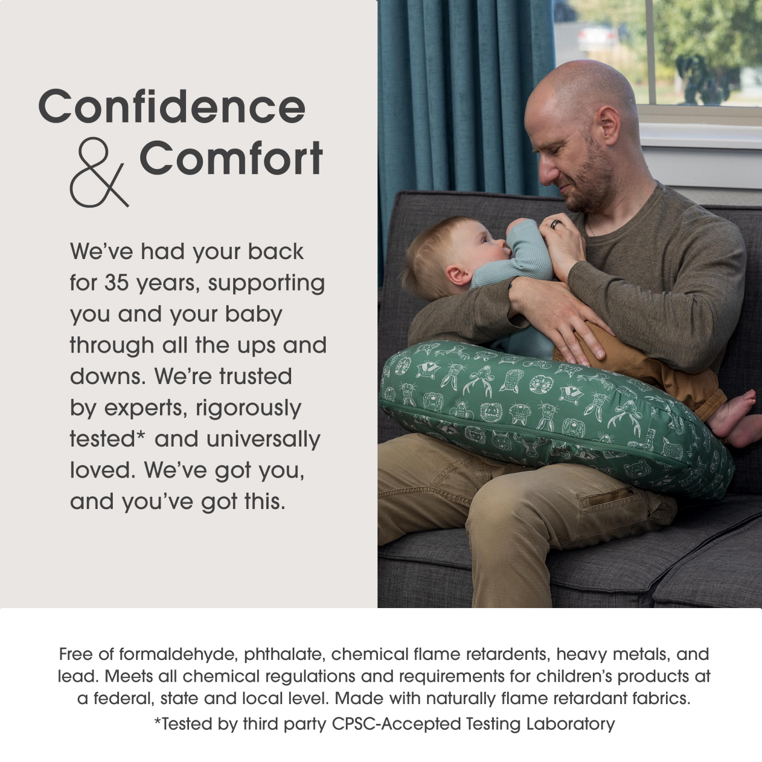 slide 3 of 7, Boppy New Nursing Pillow Dark Green Sketched Animals Larger, Firmer, More Supportive Pillow for Breastfeeding & Bottle Feeding Firmer Fill, Higher Lift, Larger Area than Original Boppy Nursing Pillow, 1 ct