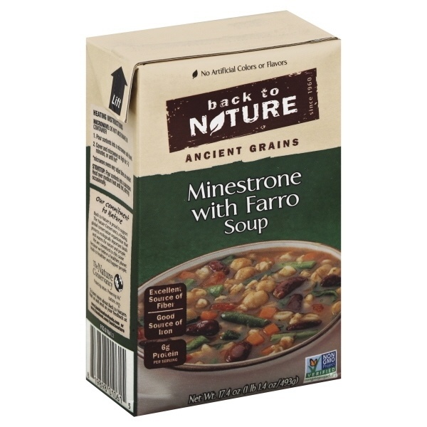 slide 1 of 4, Back to Nature Minestrone with Farro Soup, 17.4 oz