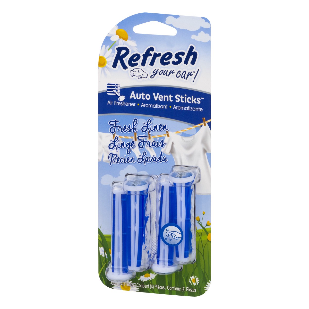 slide 2 of 10, Refresh Your Car! Fresh Linen Auto Vent Sticks 4 ea, 4 ct