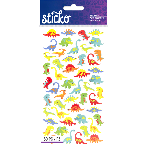 slide 1 of 1, Sticko Stickers Mini Dinosaurs, 50 ct