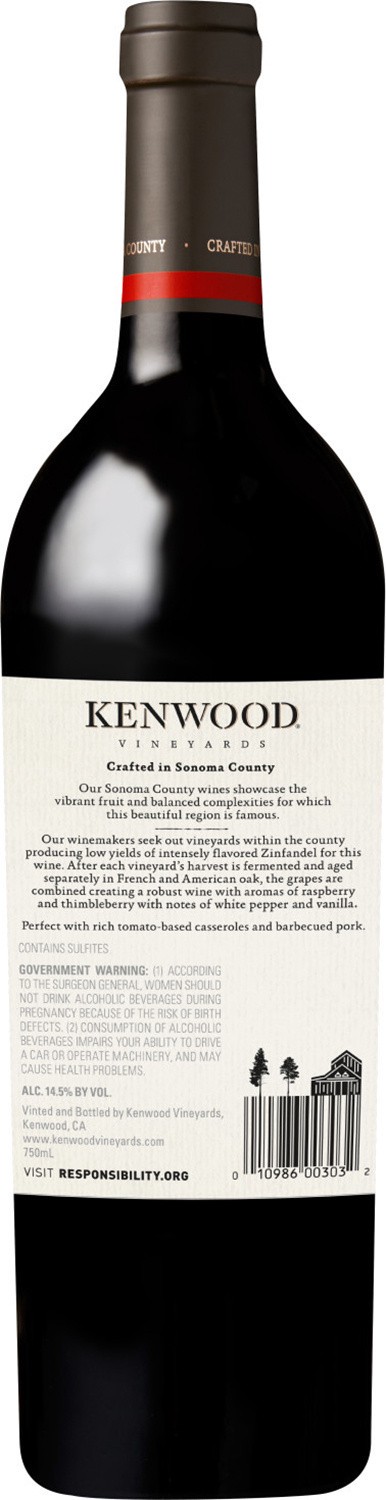 slide 2 of 7, Kenwood Core Kenwood Vineyards San Joaquin/Sonoma County Zinfandel 750mL, 29 Proof, 750 ml