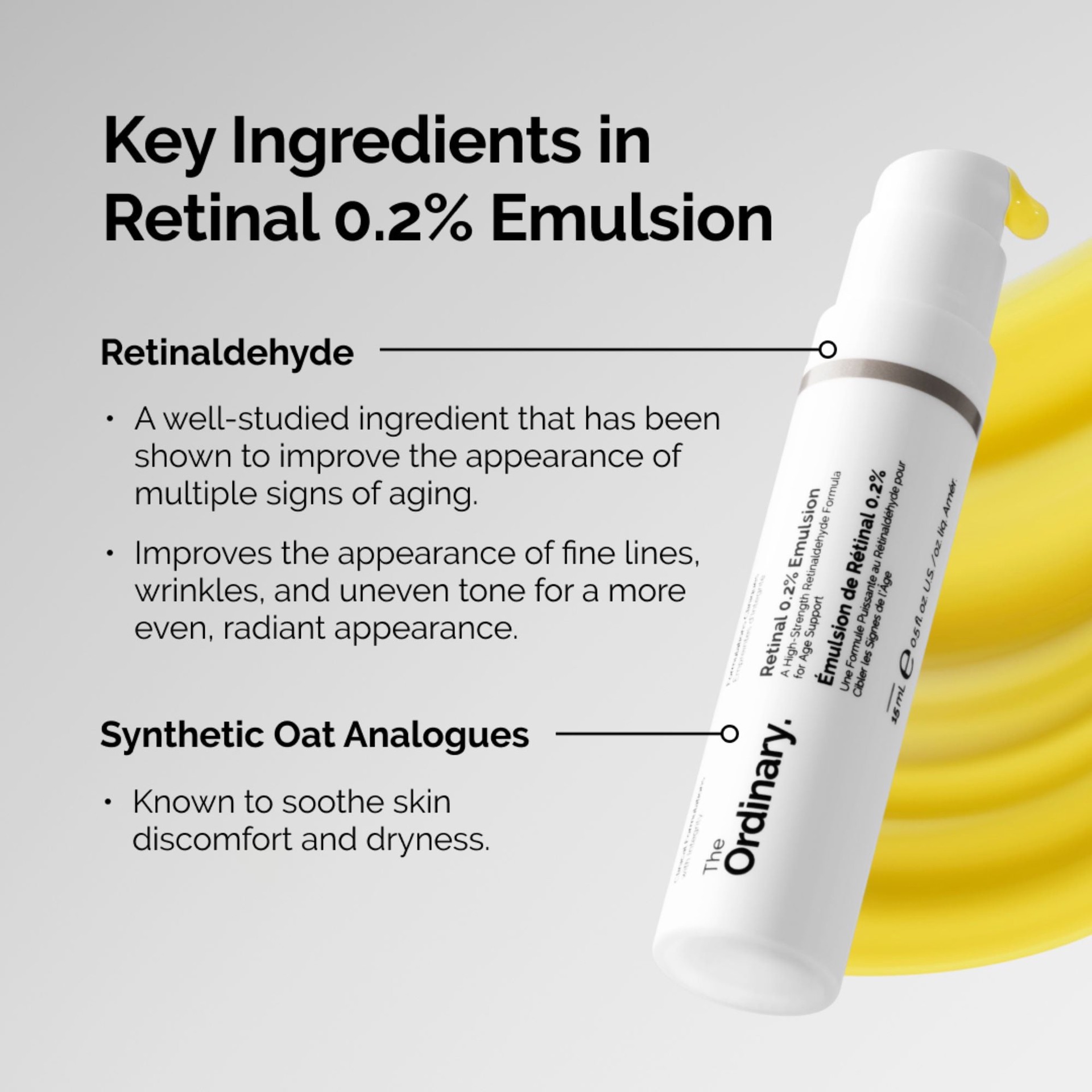 slide 5 of 10, The Ordinary Retinal 0.2% Emulsion High-Strength Retinoid Nighttime Treatment 0.5 oz / 15 ml,