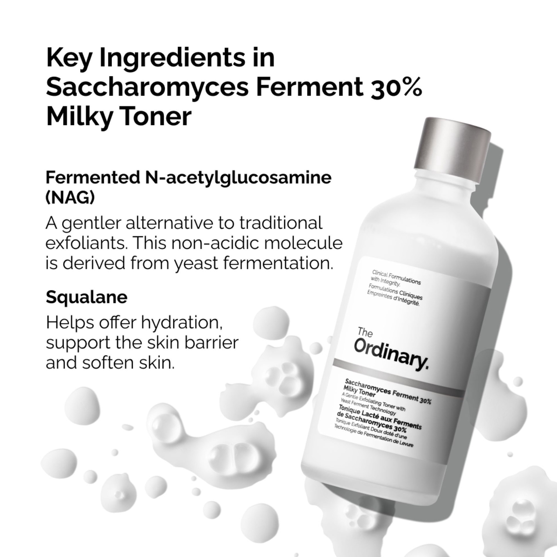 slide 3 of 6, The Ordinary Saccharomyces Ferment 30% Milky Toner for Gentle Exfoliation and Hydration 3.4 oz / 100 ml, 
