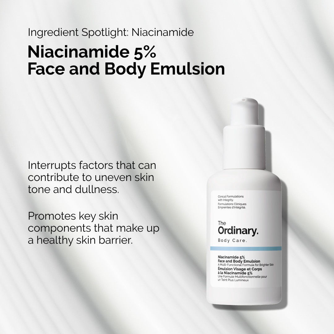 slide 7 of 8, The Ordinary Niacinamide 5% Face and Body Emulsion for Dark Spots & Uneven Tone 3.4 oz / 100 ml, 