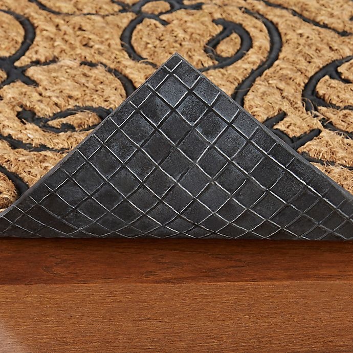 slide 3 of 10, Home Dynamix Scrollwork Slice Coir Door Mat - Brown, 18 in x 30 in