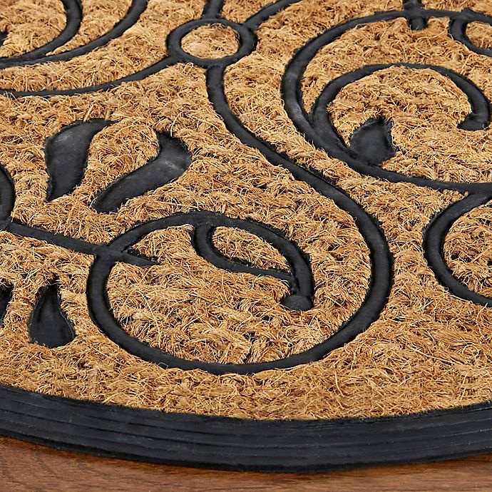 slide 4 of 10, Home Dynamix Scrollwork Slice Coir Door Mat - Brown, 18 in x 30 in