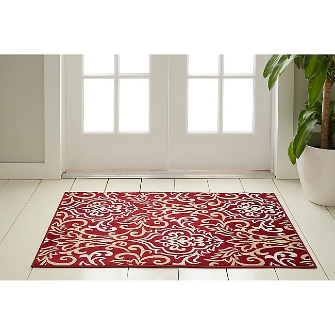 slide 2 of 2, Home Dynamix Westwood Damask Washable Accent Rug - Red, 2 ft 4 in x 3 ft 7 in