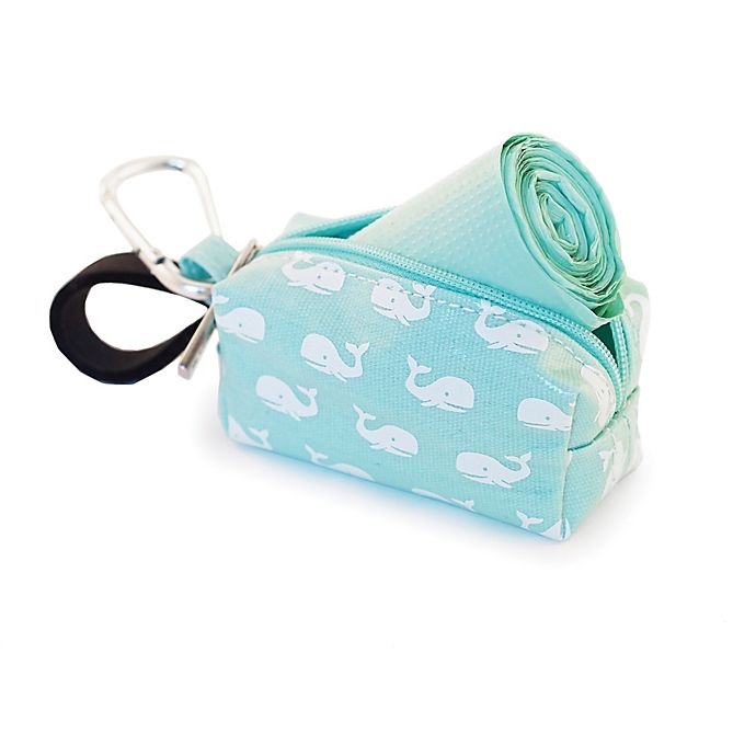 slide 3 of 3, Oh Baby Bags Clip-On Whale Wet Bag Dispenser - Sea Foam/White, 1 ct