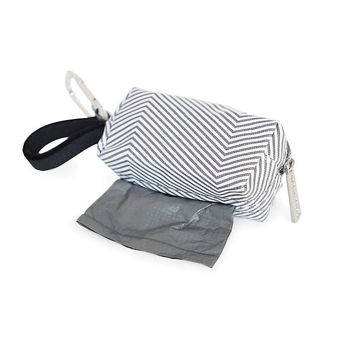 slide 2 of 4, Oh Baby Bags Clip-On Mini Stripes Wet Bag Dispenser - Grey/White, 1 ct