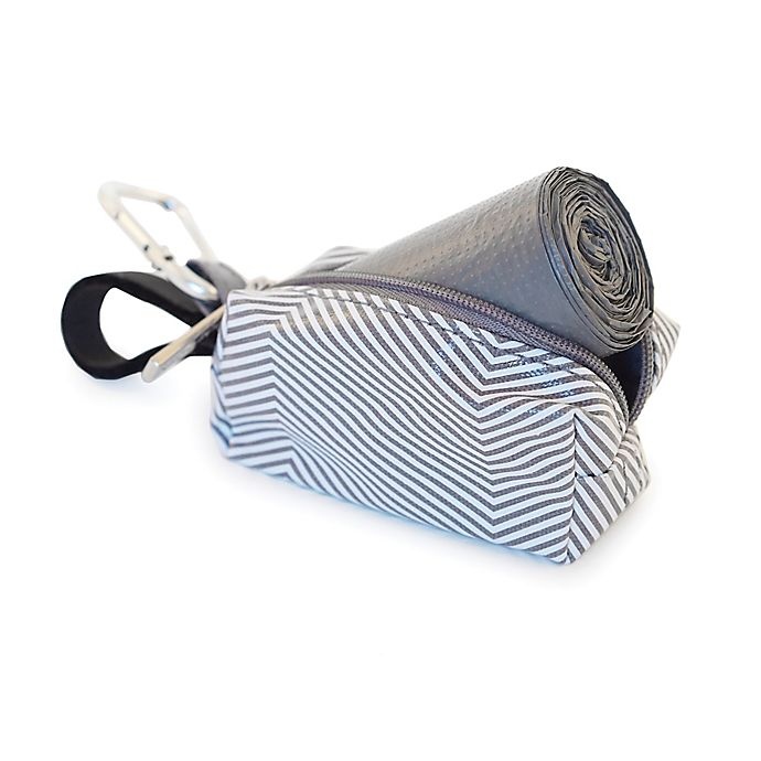 slide 3 of 4, Oh Baby Bags Clip-On Mini Stripes Wet Bag Dispenser - Grey/White, 1 ct