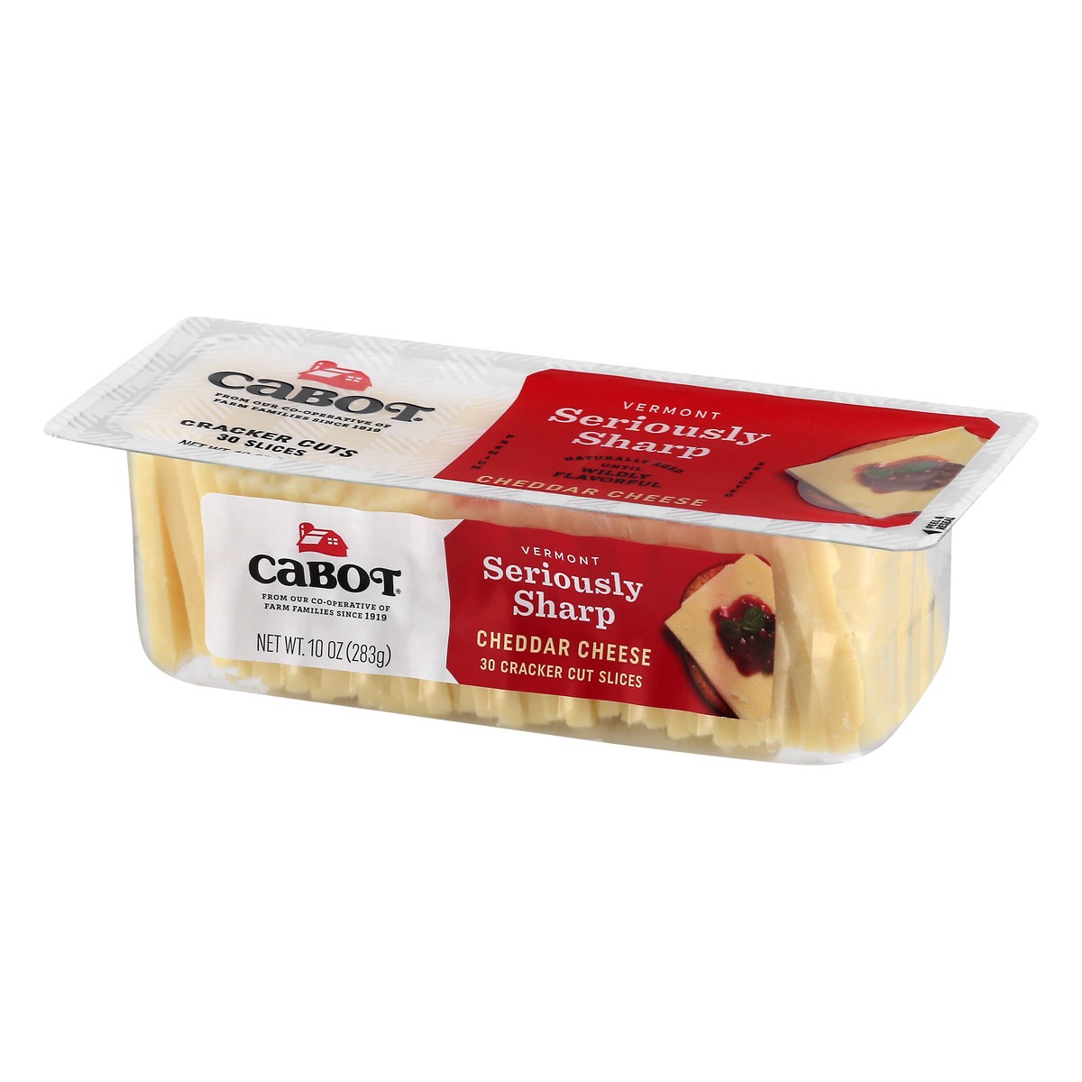 slide 5 of 9, Cabot Seriously Sharp Cheddar Cheese Cracker Cut Slices, 10 oz