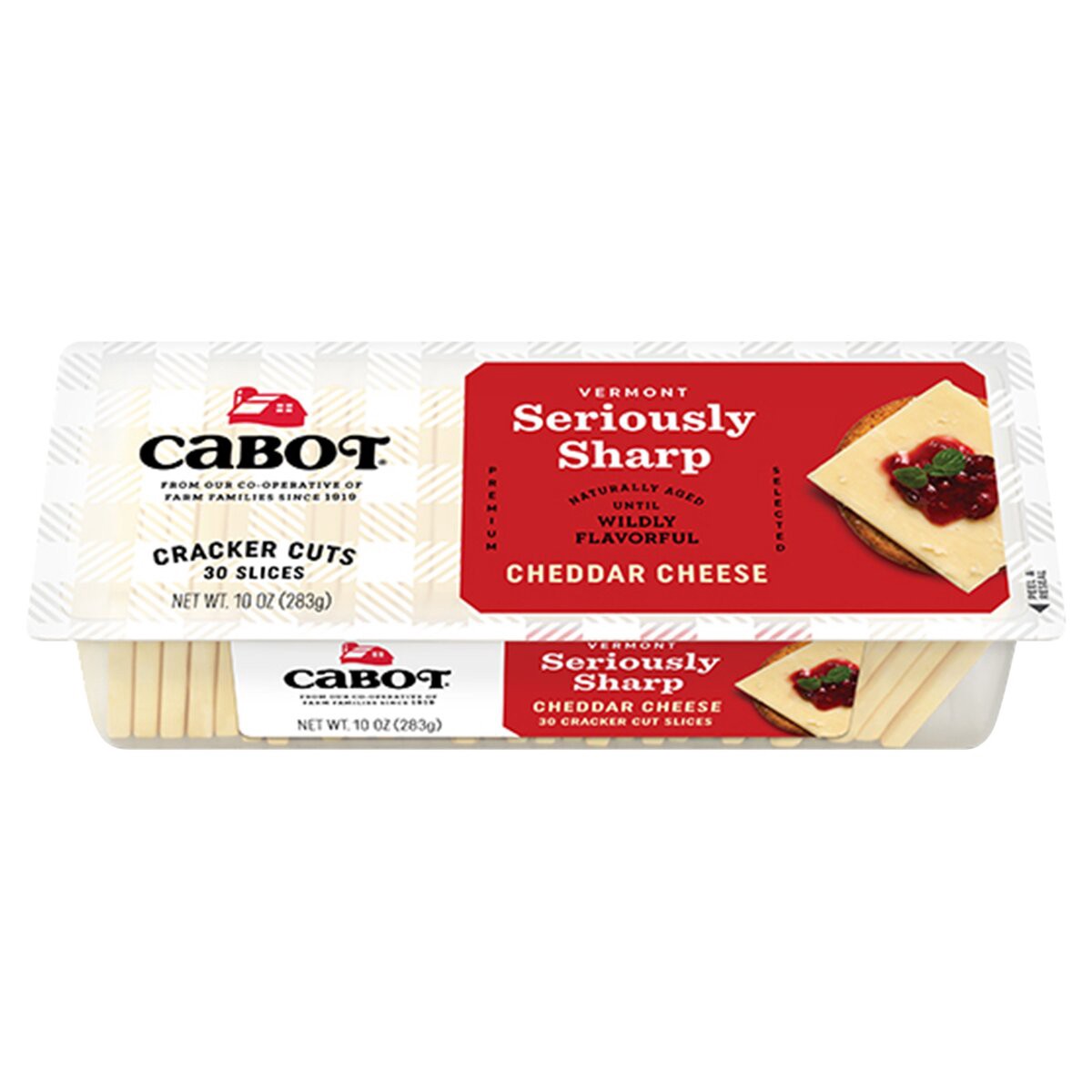 slide 4 of 9, Cabot Seriously Sharp Cheddar Cheese Cracker Cut Slices, 10 oz