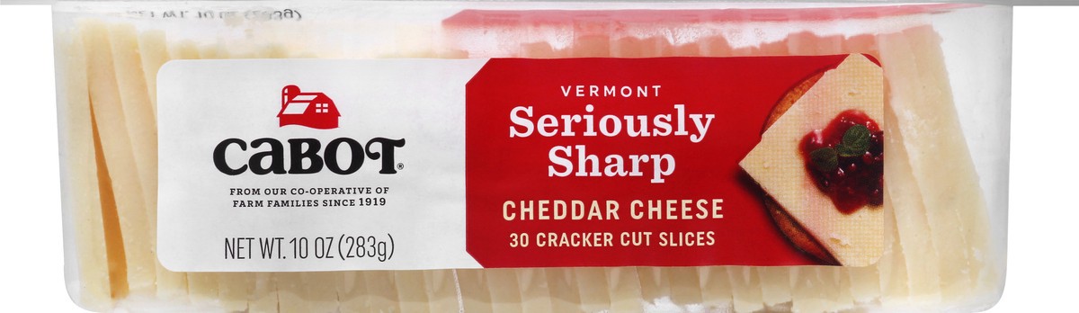 slide 3 of 9, Cabot Seriously Sharp Cheddar Cheese Cracker Cut Slices, 10 oz