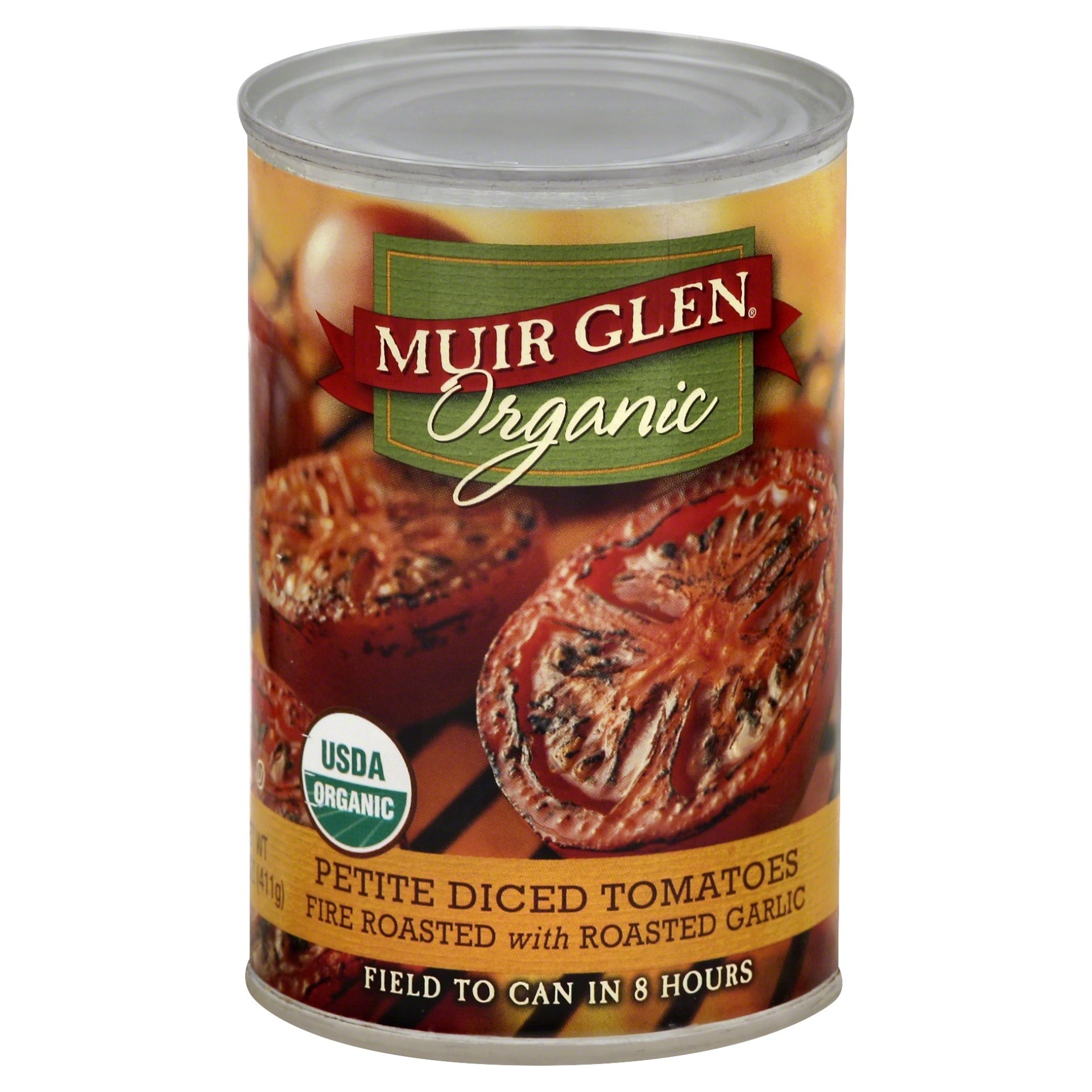 Muir Glen Fire Roasted with Roasted Garlic Petite Diced Tomatoes 14.5