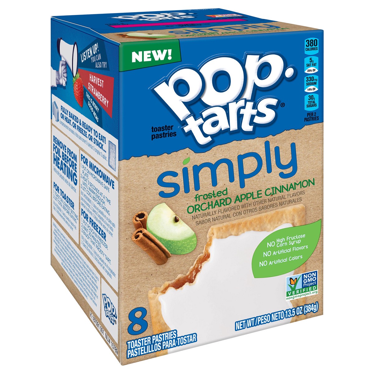 slide 2 of 10, Pop-Tarts Simply Pop-Tarts Toaster Pastries Frosted Orchard Apple Cinnamon, 13.5 oz, 8 Count, 13.5 oz