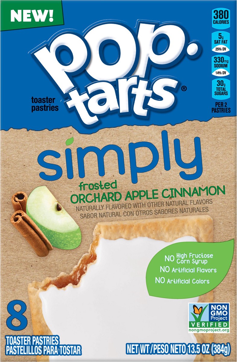 slide 5 of 10, Pop-Tarts Simply Pop-Tarts Toaster Pastries Frosted Orchard Apple Cinnamon, 13.5 oz, 8 Count, 13.5 oz