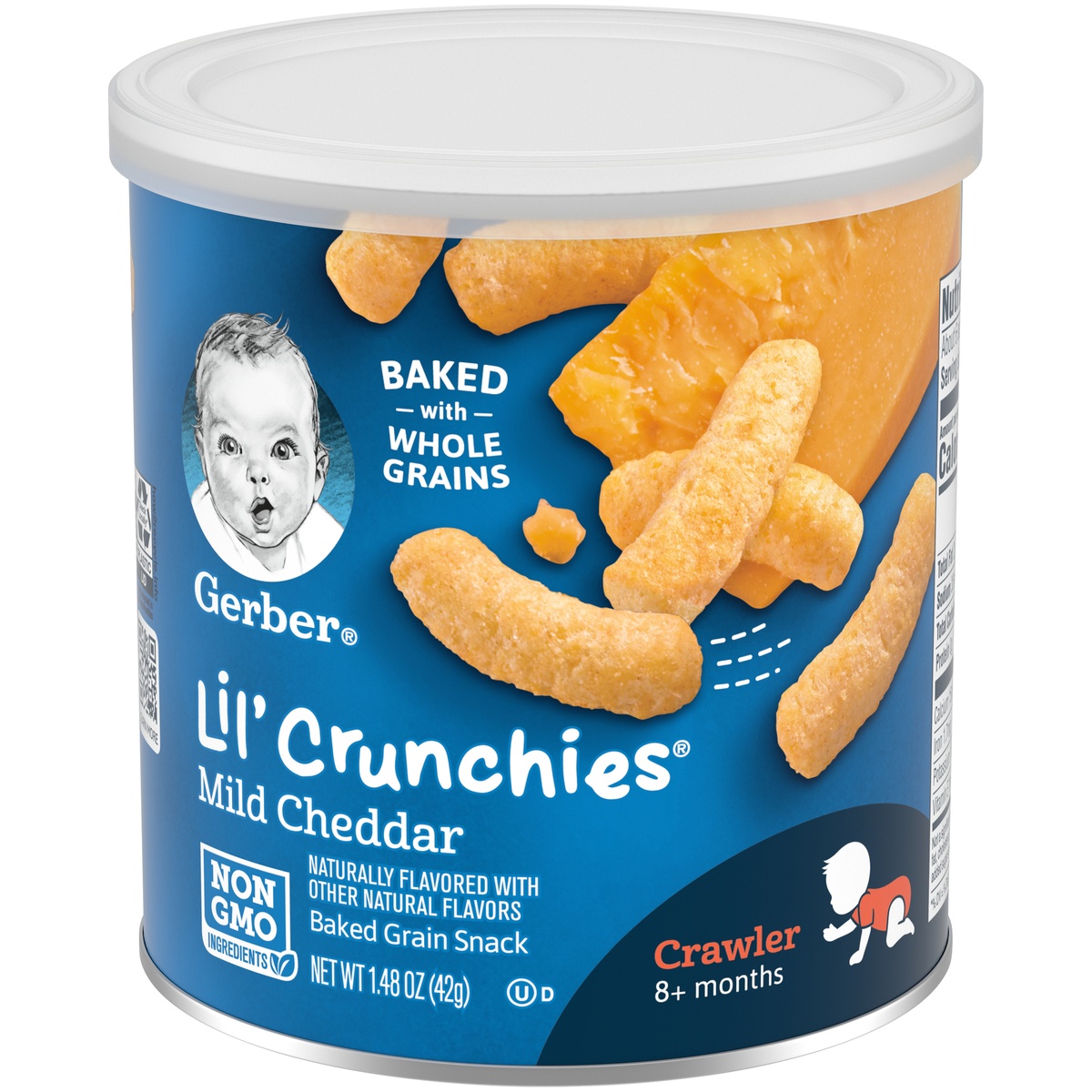 slide 1 of 1, Gerber Lil Crunchies Mild Cheddar Baked Corn Snack, 1.48 oz