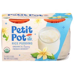 Petit Pot Organic & Creamy Rice Pudding French Dessert 2 - 4 oz Pots