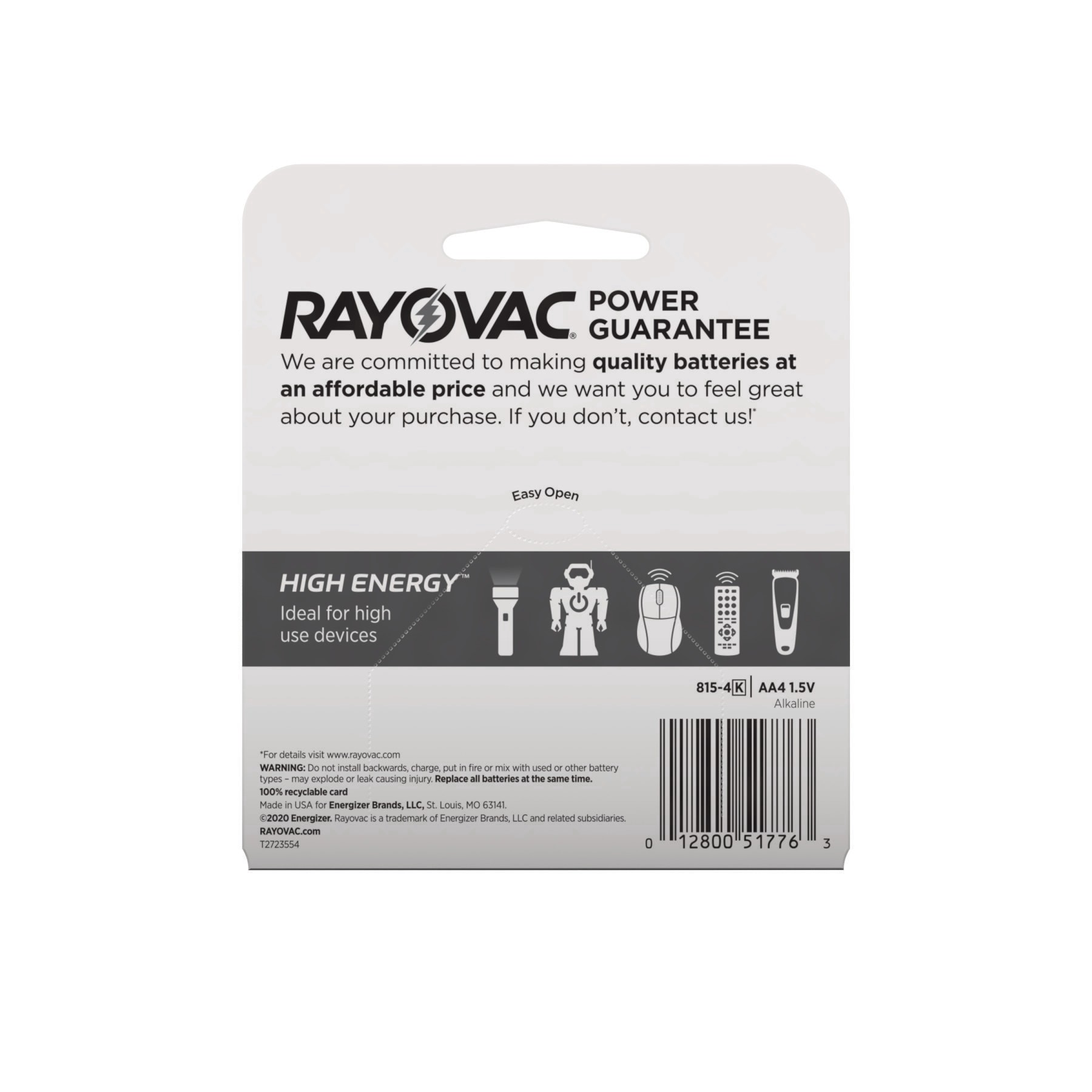 slide 5 of 6, Rayovac High Energy 9V Batteries (4 Pack), Alkaline 9 Volt Batteries, 4 ct