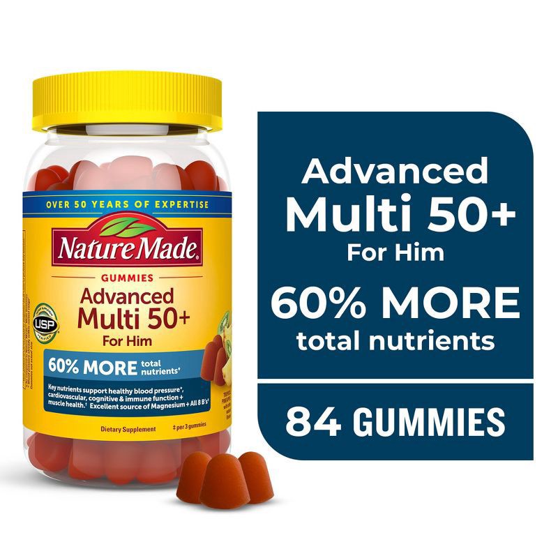 slide 6 of 10, Nature Made Gummies Adv Multi 50 Plus Him, 84 ct