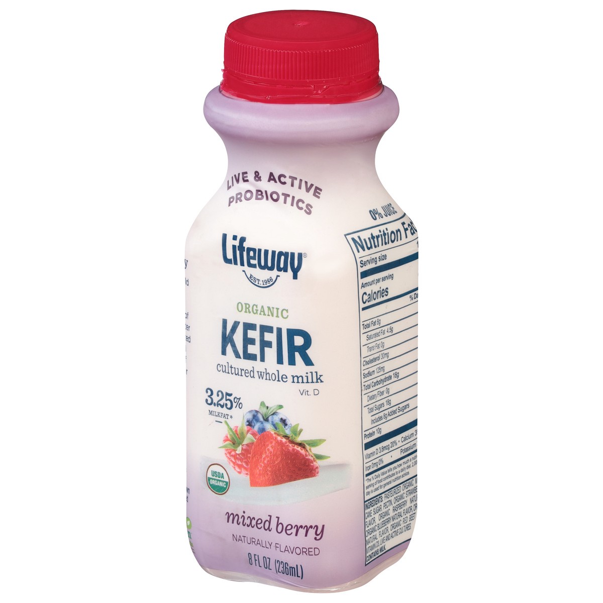 slide 2 of 9, Lifeway Organic Lactose Free Mixed Berry Kefir 8 fl oz, 8 fl oz