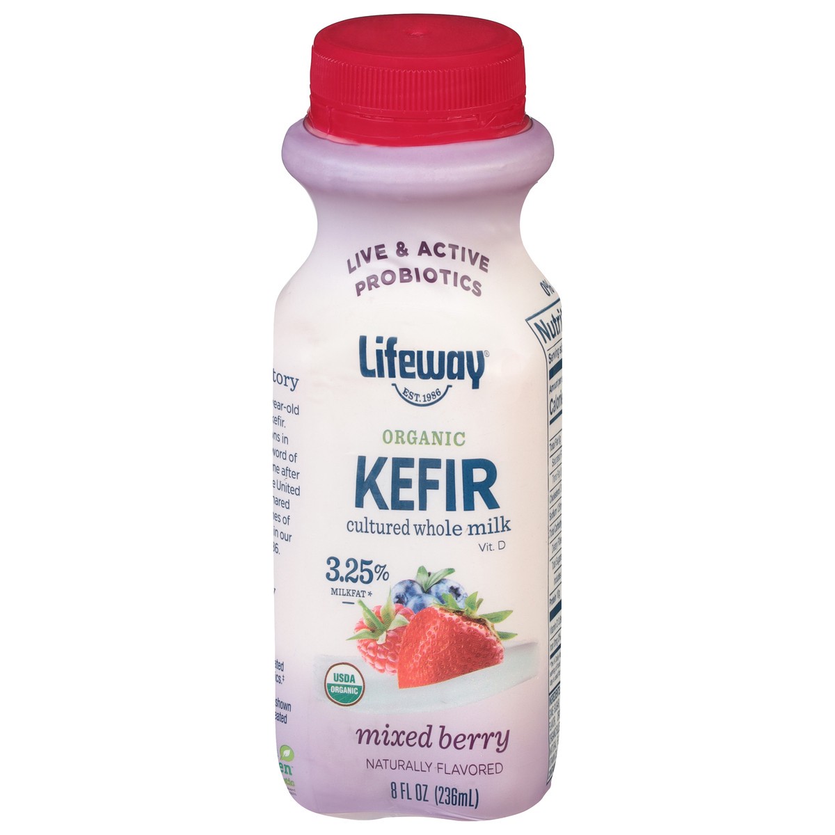 slide 1 of 9, Lifeway Organic Lactose Free Mixed Berry Kefir 8 fl oz, 8 fl oz