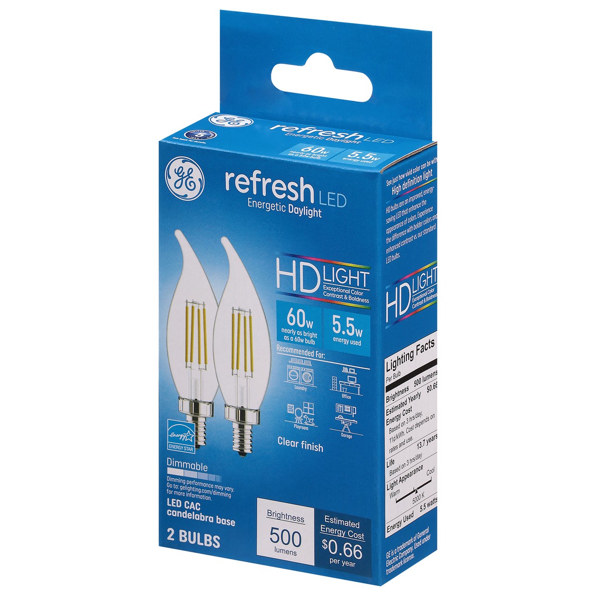slide 2 of 9, GE Refresh 5.5 Watts HD Light LED Light Bulbs 2 ea, 2 ct