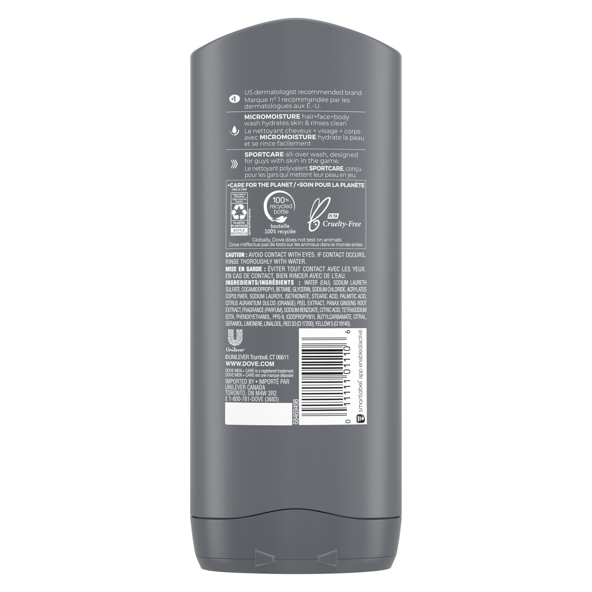 slide 4 of 4, Dove Men+Care SportCare Hair, Face, and Body Wash Endurance & Comfort, 13.5 oz, 13.5 fl oz