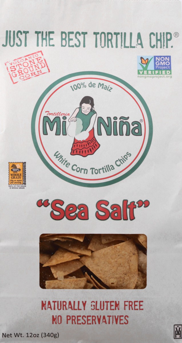 slide 1 of 12, Mi Niña White Corn Sea Salt Tortilla Chips 12 oz, 12 oz