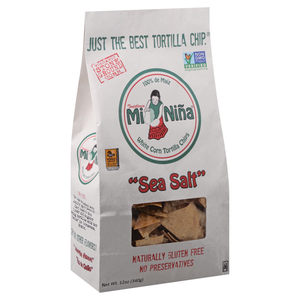 slide 7 of 12, Mi Niña White Corn Sea Salt Tortilla Chips 12 oz, 12 oz