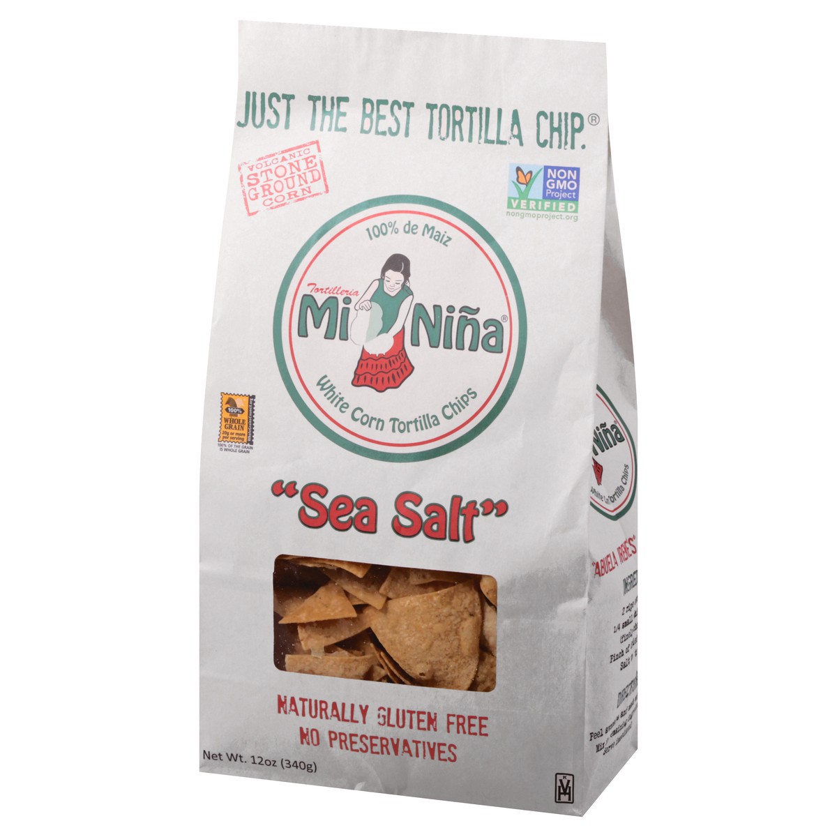 slide 12 of 12, Mi Niña White Corn Sea Salt Tortilla Chips 12 oz, 12 oz