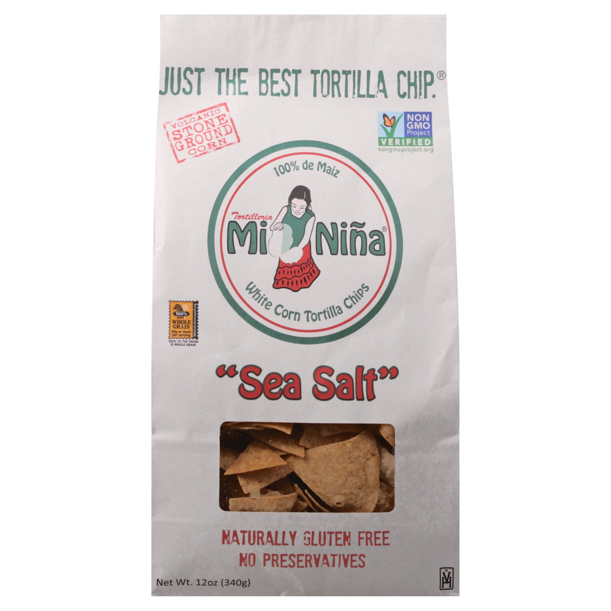slide 1 of 1, Mi Niña White Corn Tortilla Chips with Sea Salt, 12 oz